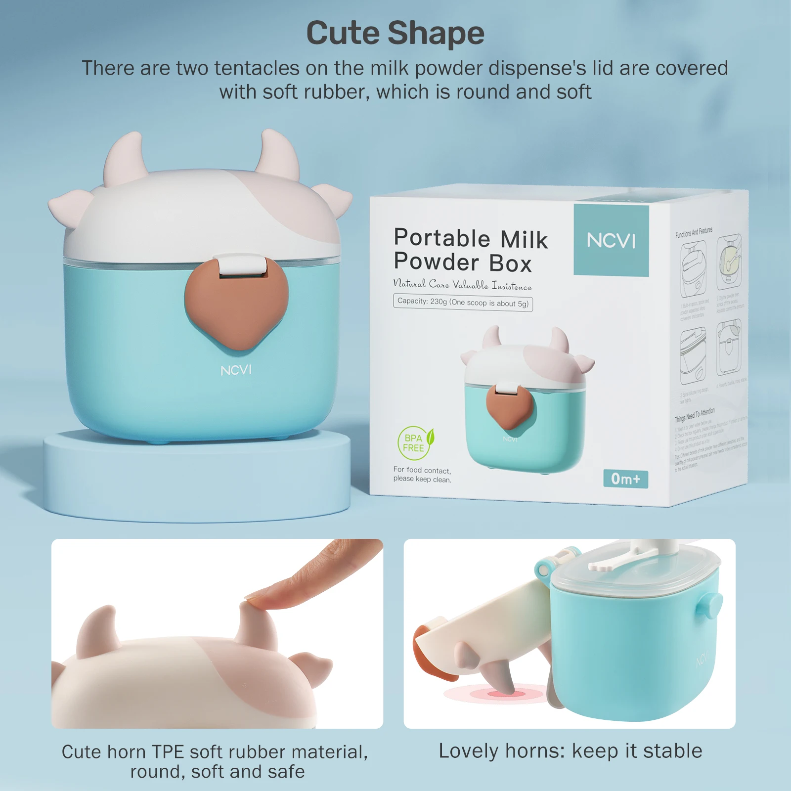 NCVI Dispensador de Fórmulas para Bebés con Cuchara Contenedores de Fórmula de Almacenamiento Portátil para Viajes Contenedor de Alimentos para Frutas, Snacks