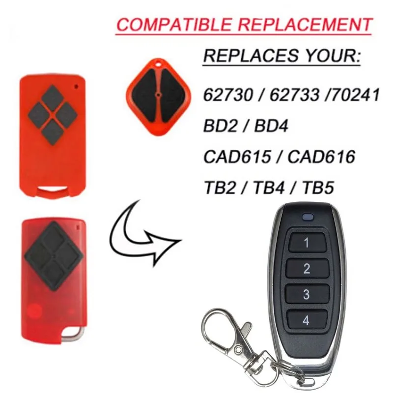 B & D TritranTB5/BD4/PTX5 Control remoto de puerta de garaje de diamante, reemplazo, 433,92 mhz