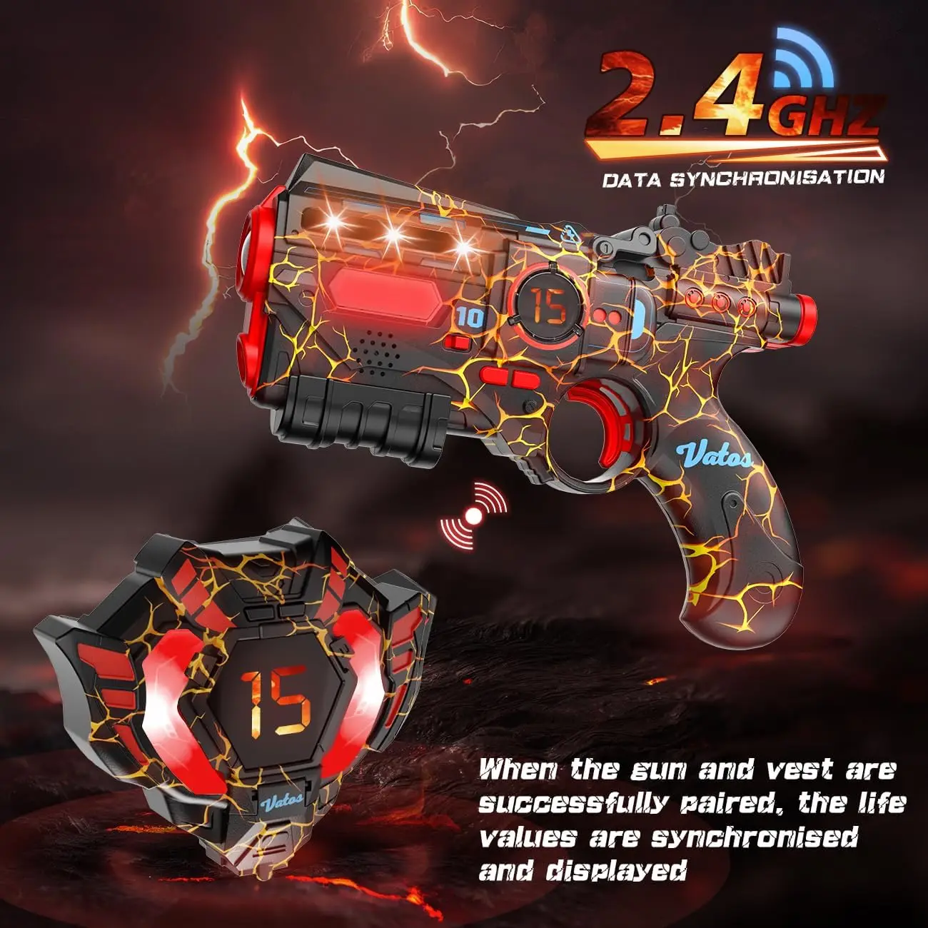 VATOS Team Play Battle Shooting Game Guns Speelgoed Oplaadbare 2,4 GHz Sync Infrarood Laser Tag Set Kerstfeest Cadeau Kinderen jongen Speelgoed