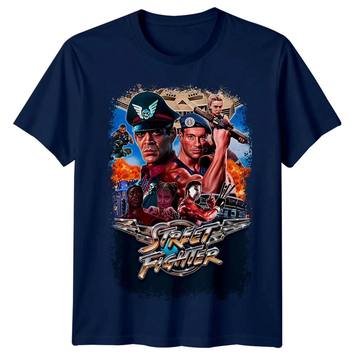 Street Fighter (1994) Filmplakat inspiriertes T-Shirt Retro-T-Shirt Unisex Herren-T-Shirts Streetwear