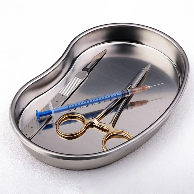 Stainless Steel Kidney Shaped Tray Jar Pot Container Bottle Tweezers Medical Dental Surgical Cosmetic Tattoo Accesories