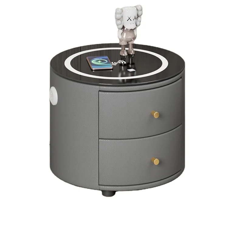 

Round Modern Smart Bed Head Cabinet Wireless Charging Bluetooth Audio Multifunctional Beside Table