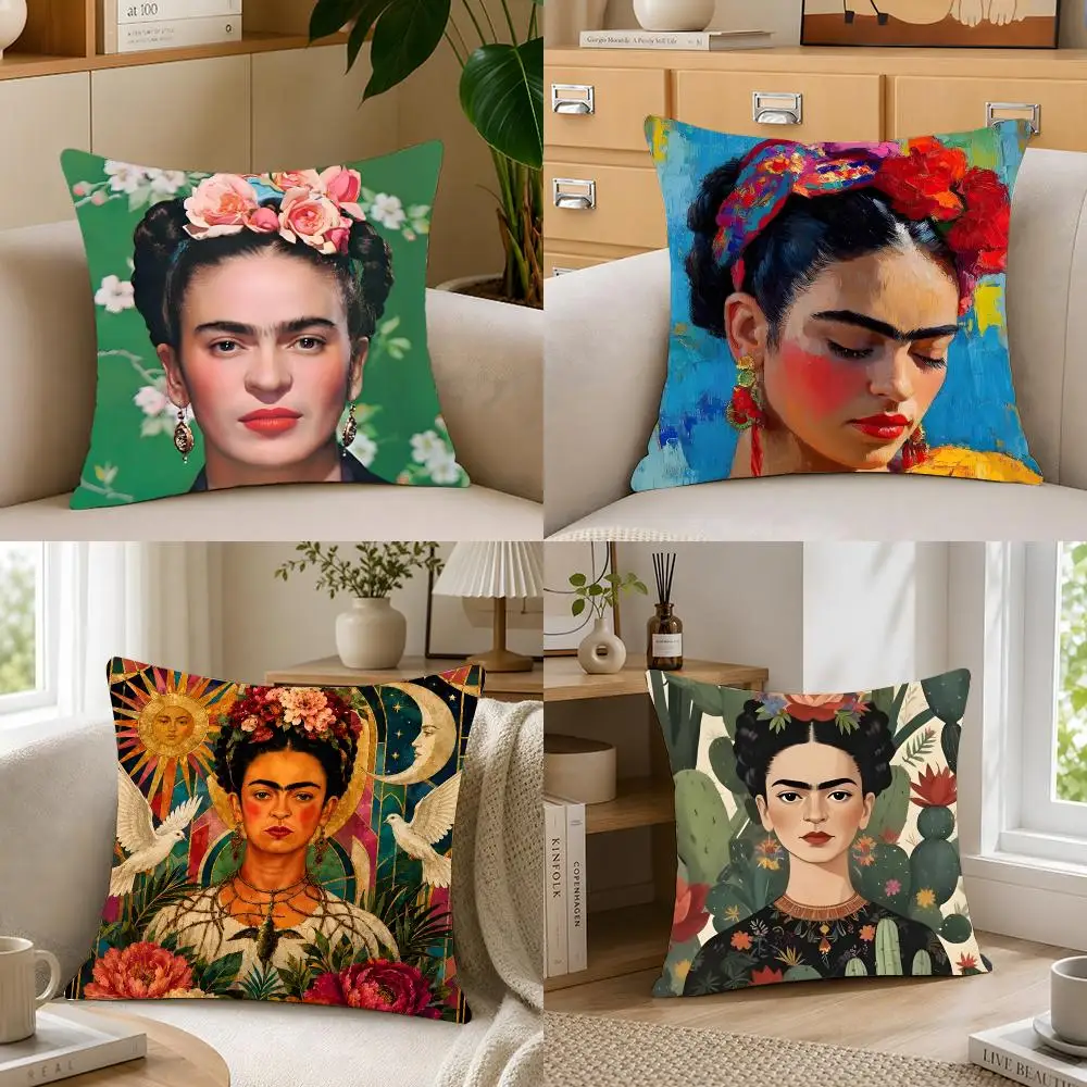 Passionate Artist F-Frida Kahlo Cushion Cover Crystal velvet sofa Aesthetic room decor Car seat back cushion