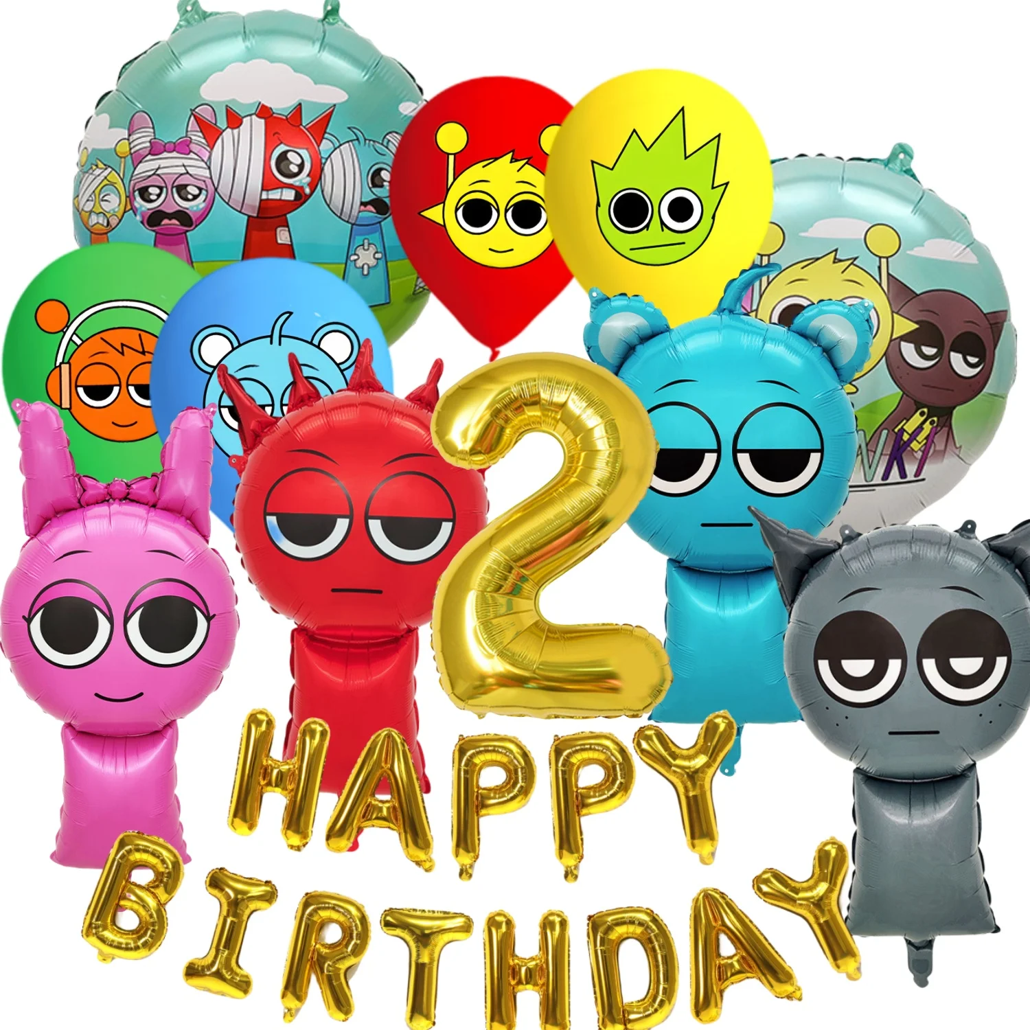 Sprunki Ballon-Set, Sprunki Geburtstagssachen, Unglaubliche Box, Party, Sprunki, Geburtstagsballons, Babyparty, sprunkige Geburtstagsparty-Geschenke