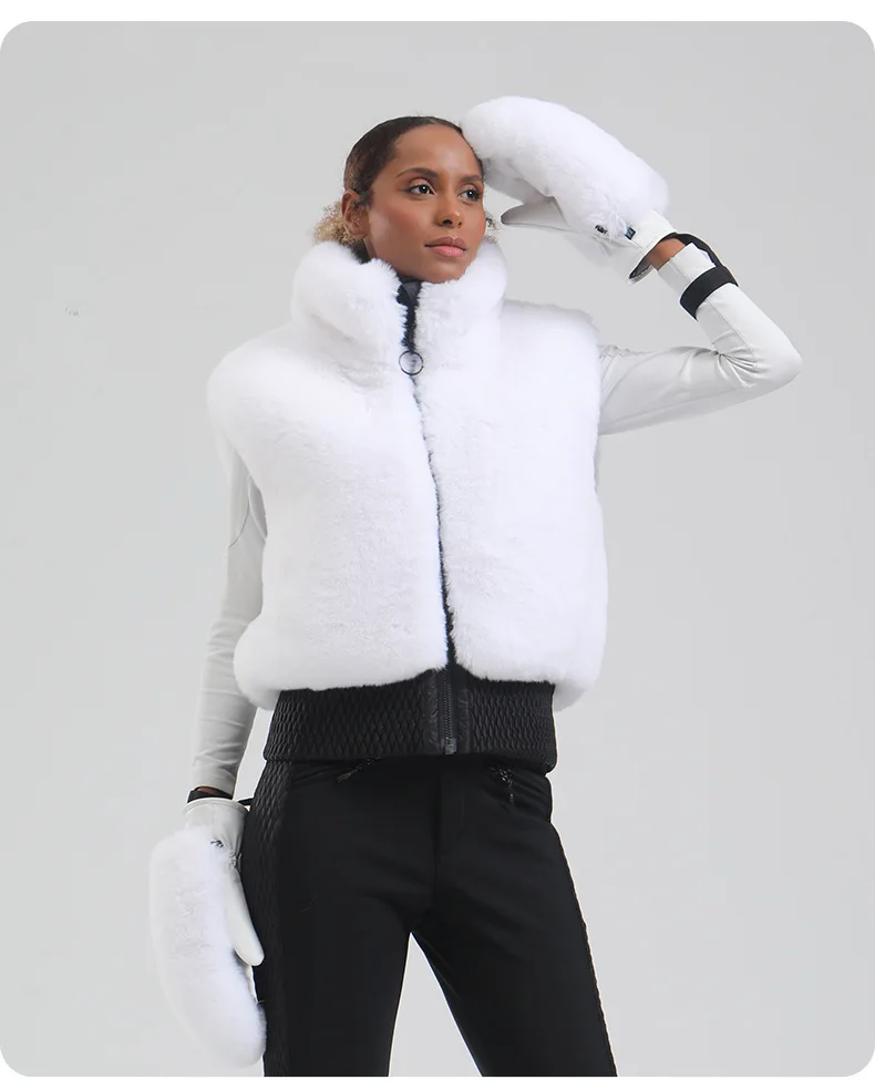 GSOU SNOW 2024 Winter Neue Skihandschuhe für Damen, winddicht, kältebeständig, warm und plüschige Außenhandschuhe aus Plüsch für Damen – Detail 8