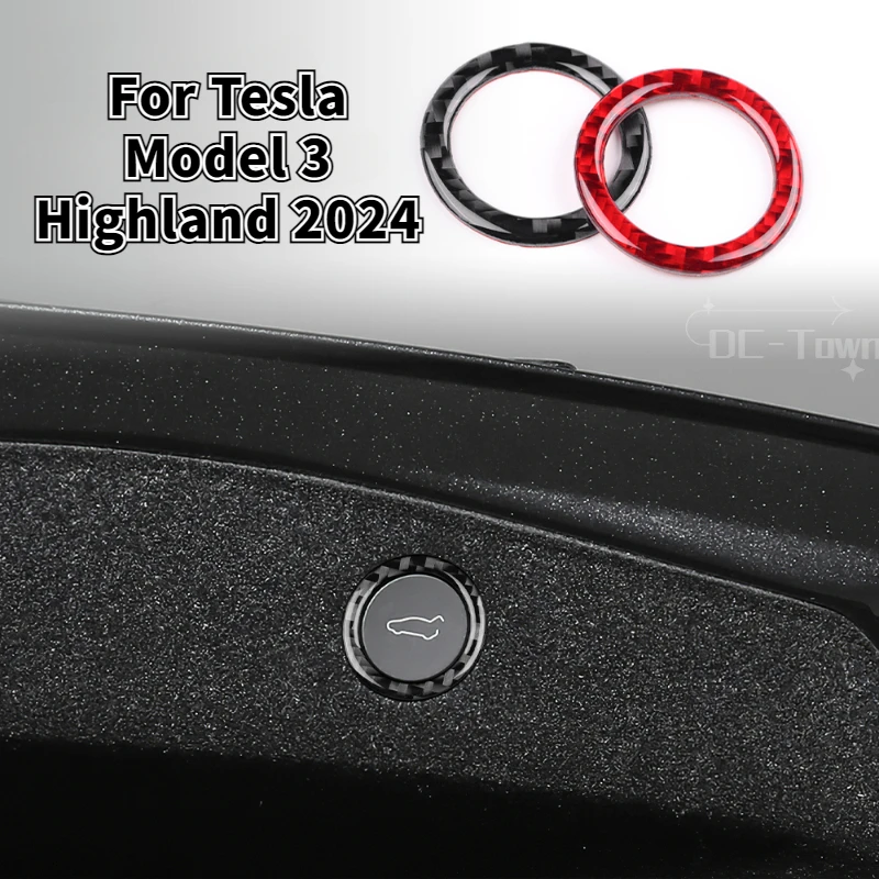 

Для Tesla Model 3 Highland 2024, кнопка переключения багажника автомобиля, рамка, отделка, наклейки из настоящего мягкого углеродного волокна, новая модель 3+, автомобильные аксессуары