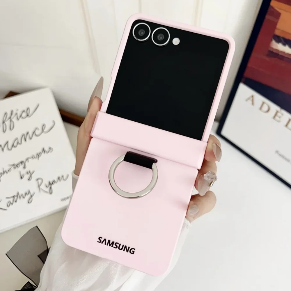 Flip 7 Ultra Dünne PC-Hülle mit Fingerringhalter für Samsung Galaxy Z Flip 8 6 7 5 4 3 Flip7 Flip8 Hautfreundliche Vollschutz-Rückabdeckung