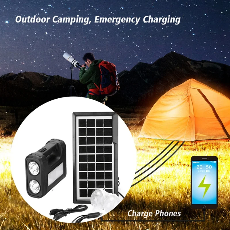 3.5W Solar Panel Light 3 Bulb Set Flashlight Energy Saving Solar Light Outdoor Indoor Rechargeable LED Light