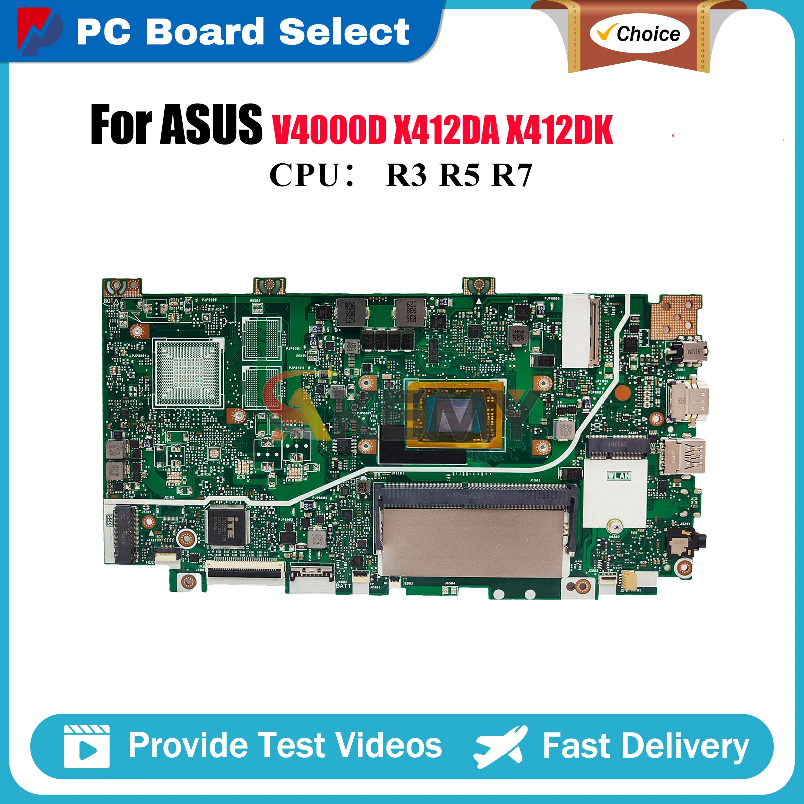 

X412DK Laptop Motherboard For ASUS VivoBook X412DK X412D V4000d X412DA Notebook Mainboard With R3 R5 R7 CPU 100% tests OK stk