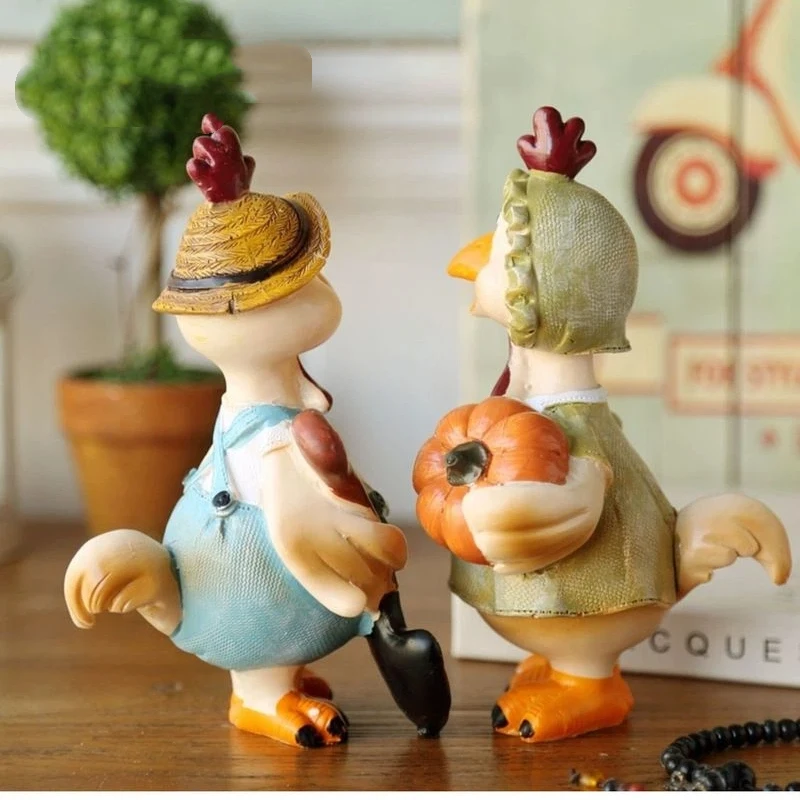Figuras de animales de estilo americano, adorables artesanías de resina de animales de granja, perfectas para sala de estar o escritorio, regalos cálidos para decoración del hogar