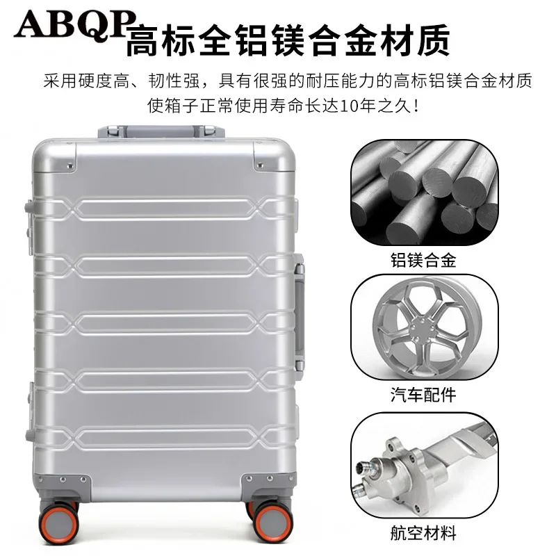 XQ Aluminum Alloy Trolley Case 20 Inch Female Boarding Suitcase 24 Inch 29 Inch Male Metal Password Rolling Luggage Unisex