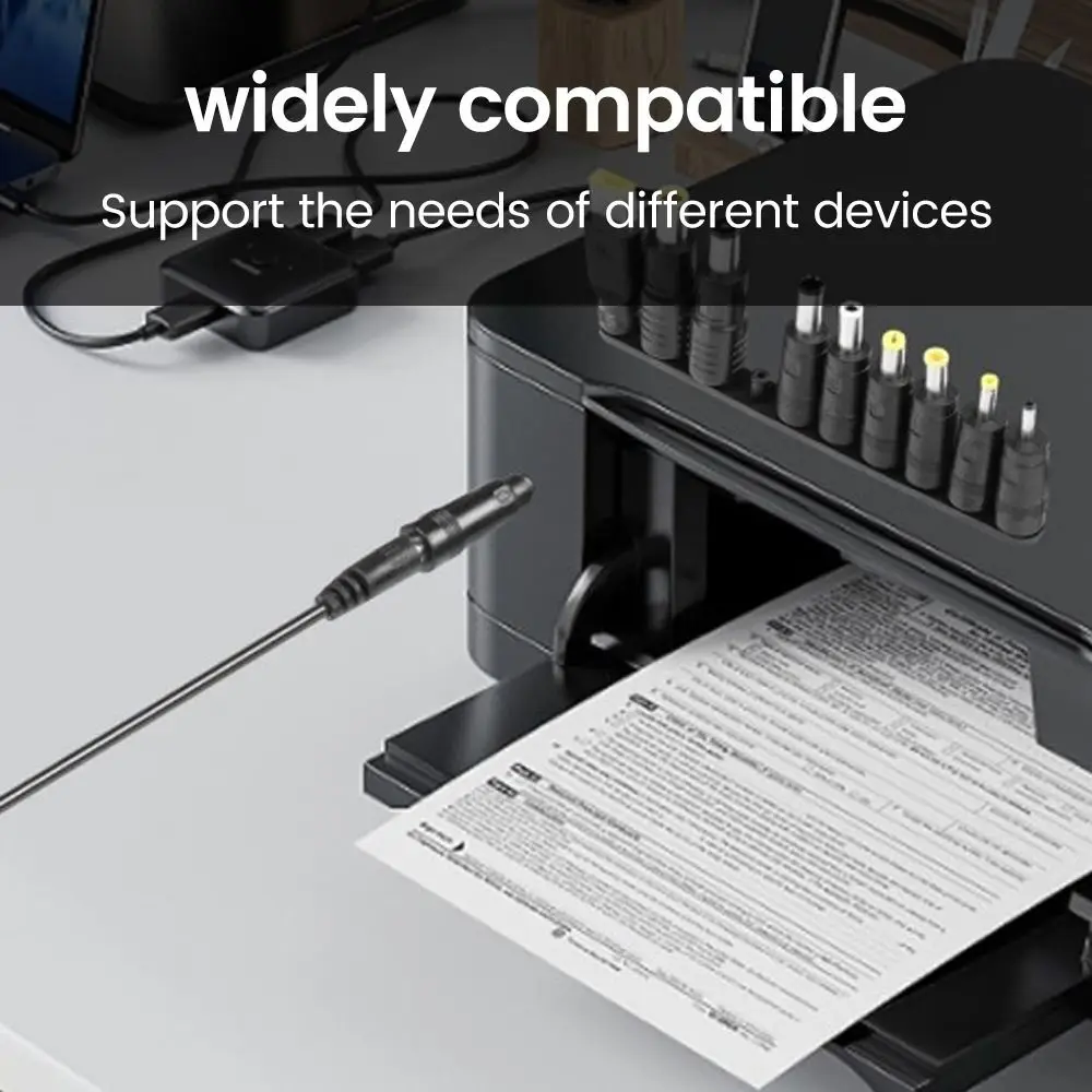 with 10 Connector Tips USB C to DC PD Adapter Cable 5V/9V/12V/15V/20V Adjustable Voltage Type-C to DC Power Cord Fast Charging