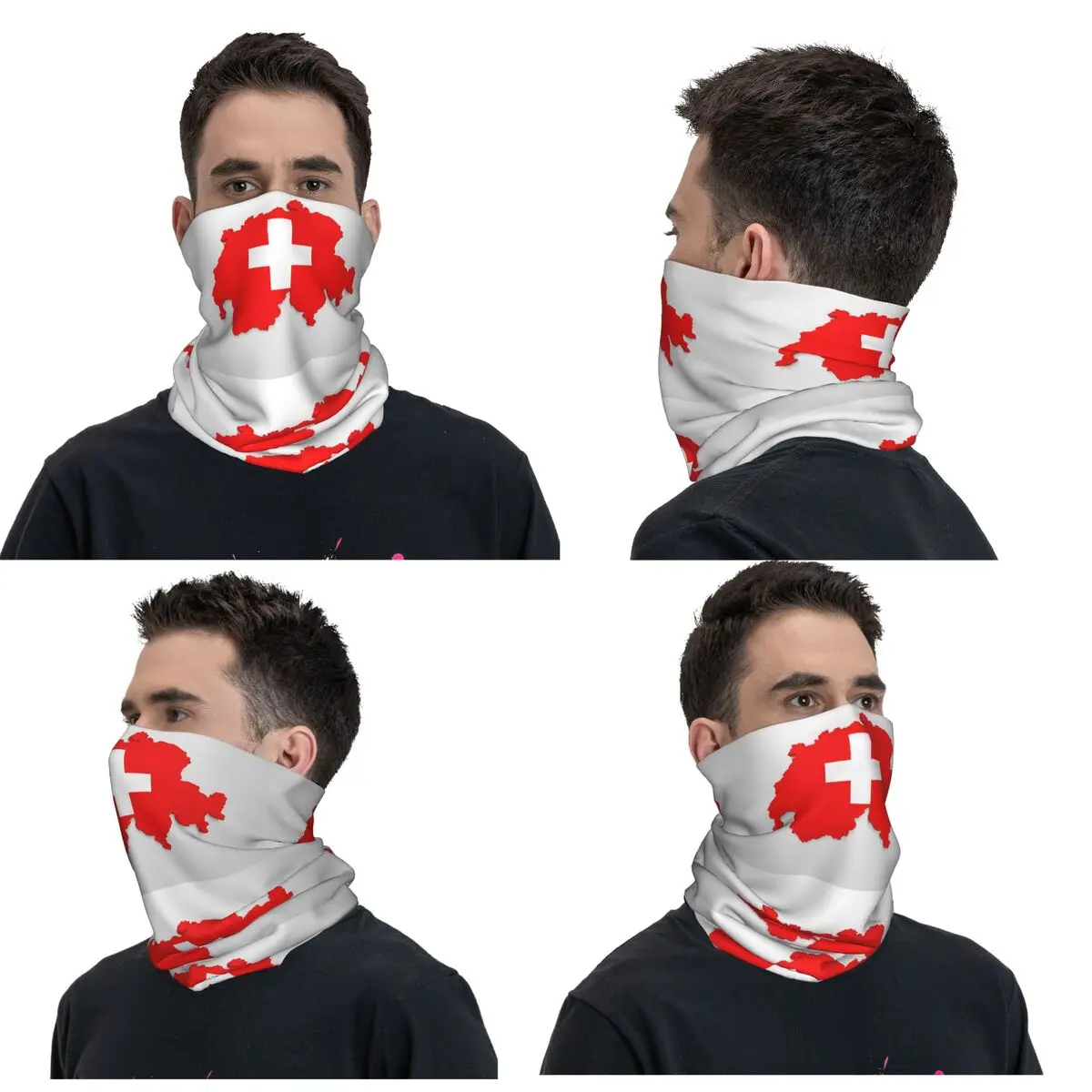 Swiss Switzerland Flag Bandana Neck Gaiter Printed Mask Scarf Multi-use Cycling Scarf Cycling For Men Women Adult Winter