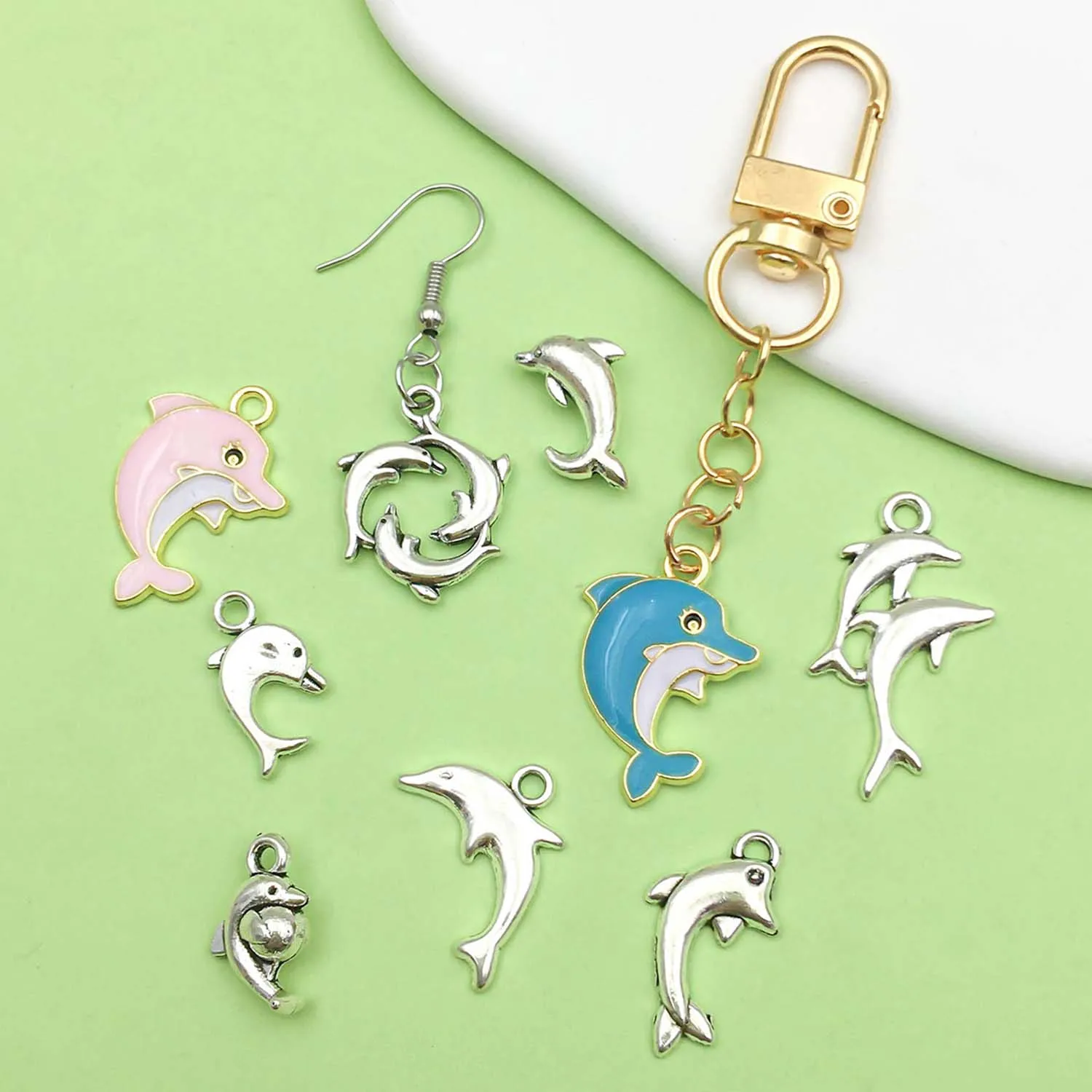 20/22pcs Alloy Marine Life Charms Dolphin Pendants for DIY Bracelet Necklace Jewelry Making Accessories