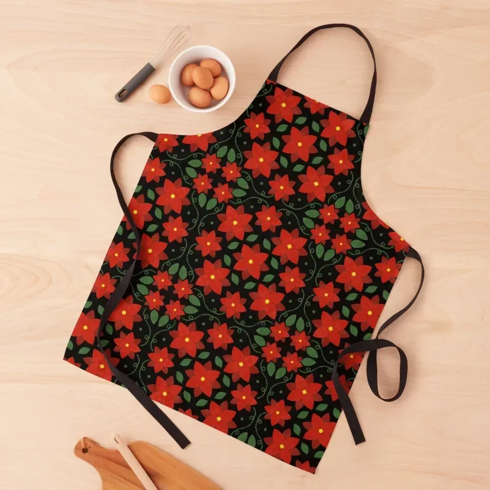 

Christmas Poinsettia Apron Chef Uniform Women Utensils For Kitchen Home Utensils Waterproof Kitchen For Women Apron