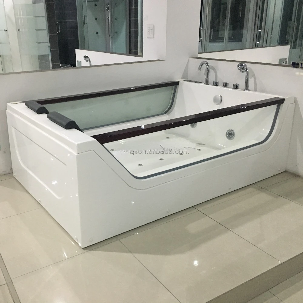 New materials ABS board Luxury air bubble LED light computer controlled rectangle Whirlpool Massage Bathtub