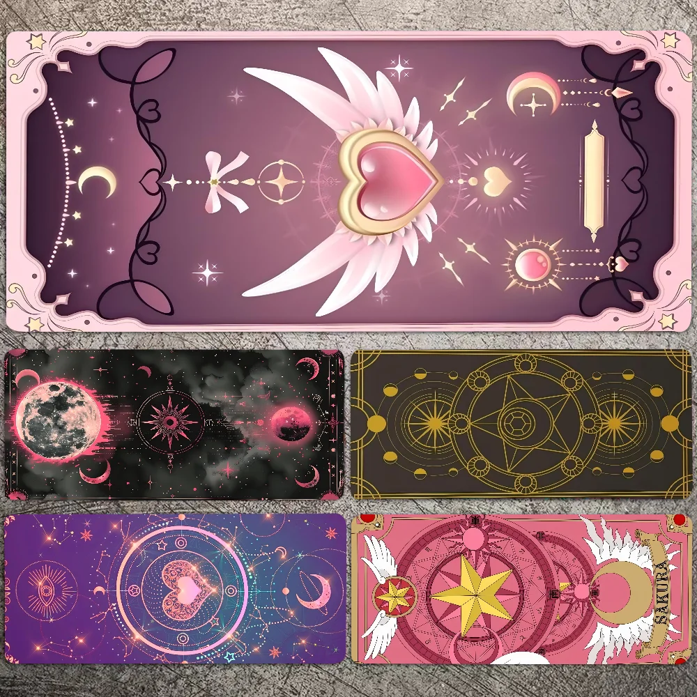 1pc Cardcaptor Sakura Sailor Moon Clow Card Non-slip Mouse Pad Suitable For Office Computers Laptops E-sports Game Desk Mats XXL