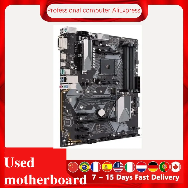Para ASUS PRIME B450-PLUS placa base Socket AM4 DDR4 para AMD B450 PLUS placa base de escritorio Original placa base usada