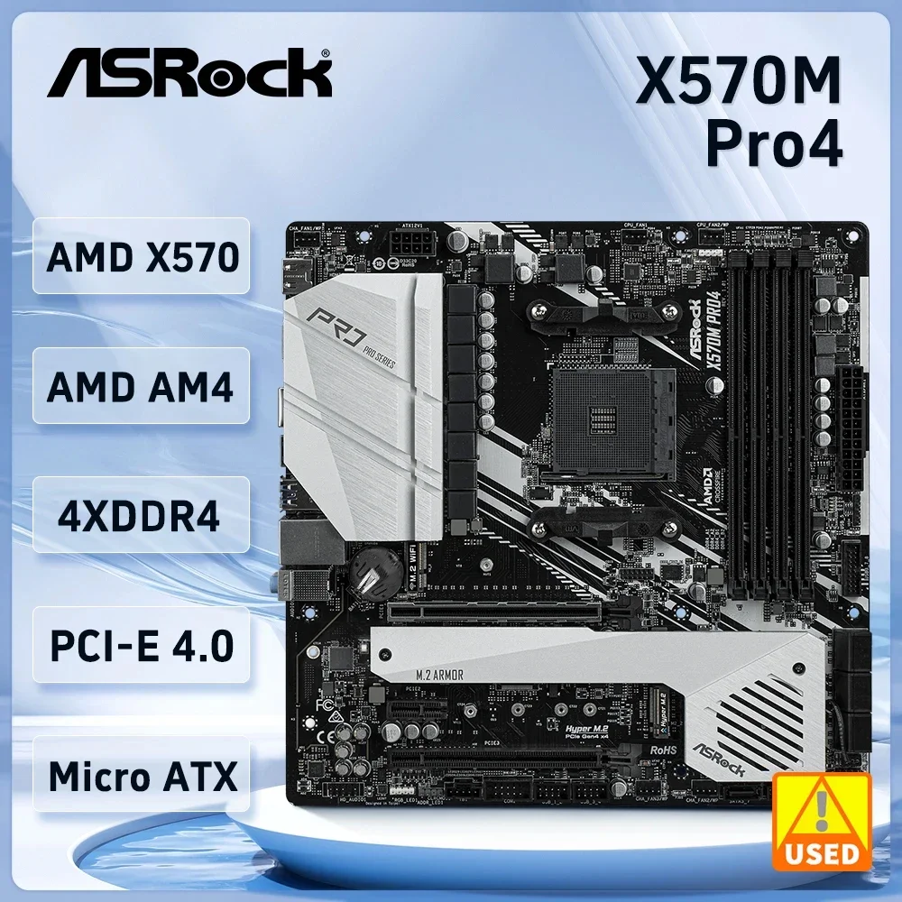 

Материнская плата ASRock X570M PRO4 AMD X570 с разъемом AM4, поддержка Ryzen 5 5600 5900 4600G 5700G 1600 процессоров DDR4 M.2 128 ГБ Micro ATX