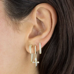 Crmya-kubische Zirkoniawürfel für Frauen, Doppelspike-Pave-Ohrring, CZ-Pave-Ohr-Jacke, einzigartiger Schmuck, goldene und silberne Farben 6 Hauptverkäufe Earning Ohrjacke - №6