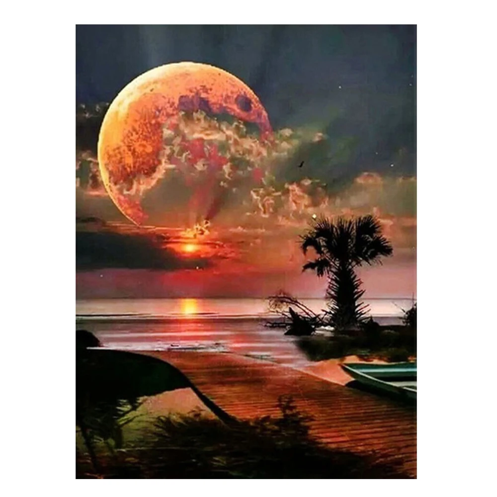 YIBRIGHT 5D DIY Diamond Painting Moon Full Square Diamond Embroidery Landscape Cross Stitch Home Decoration