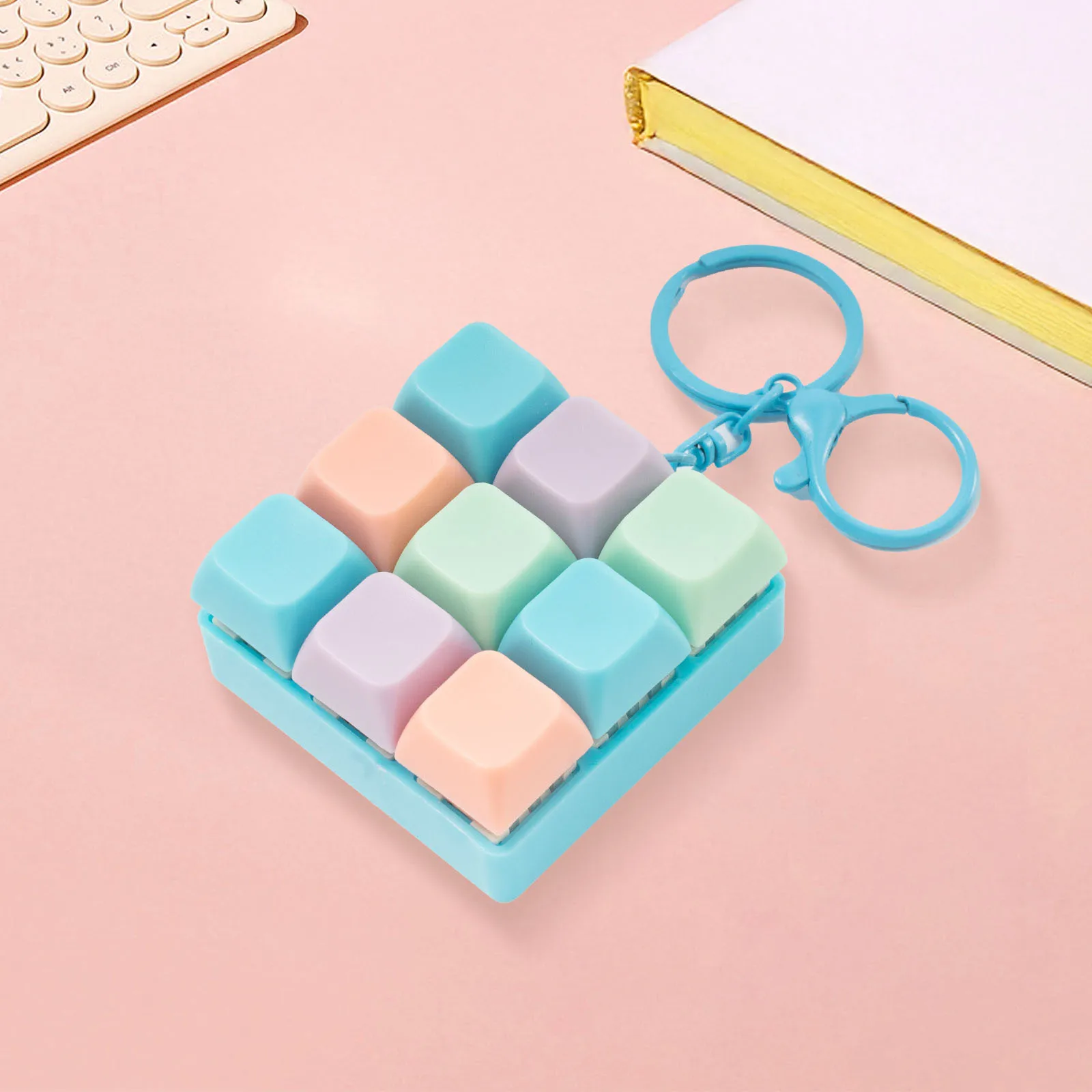 Tastatur-Fidget-Spielzeug Schlüsselanhänger, Knopf-Fidget-Geschenke für Erwachsene zur Stresslinderung, Neun Tasten Frei Zusammenstellbar – Detail 8