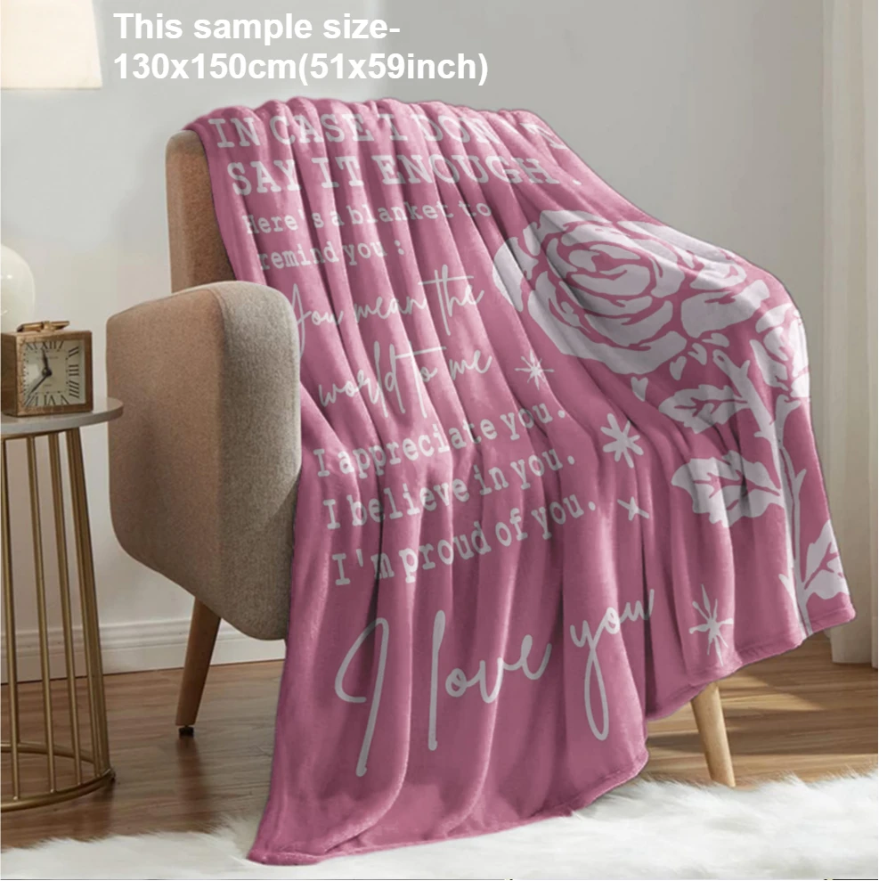 1PC Pink Love Blanket For Family member Friends Anniversary Birthday Gifts for Festival Gifts Soft Warm Blankets all season use