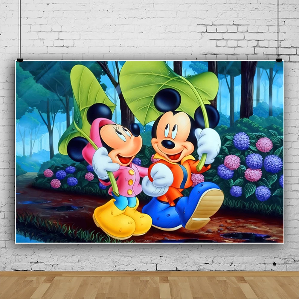 Disney Forest Mickey Backdrop Jungle Boys Birthday Party Mickey Minnie Donald Duck Animals Kid Wild One Customized Banner