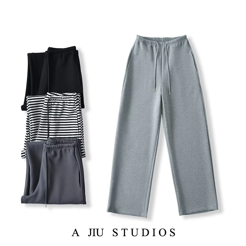 Pantaloni sportivi casual larghi Strato d'aria Touch Stripe Falce Pantaloni Dstring Sport Pantaloni lunghi Street Sle l Vita lunga P...