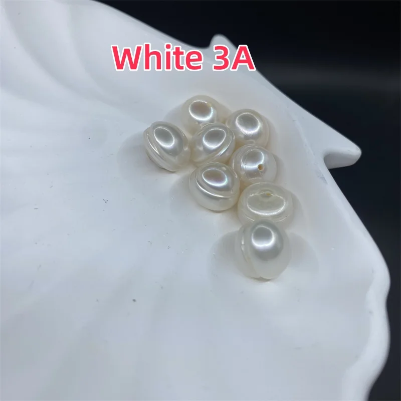 3A 4A Quality Half Drilled Hole Button Pearls 2-14MM Natural White Freshwater Pearl Beads For Jewelry Making DIY Stud Earrings