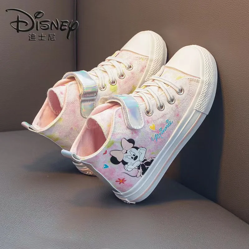 Minnie Mouse spring autumn high-top canvas girls shoes princess new cartoon baby canvas shoes children\'s student casual shoes