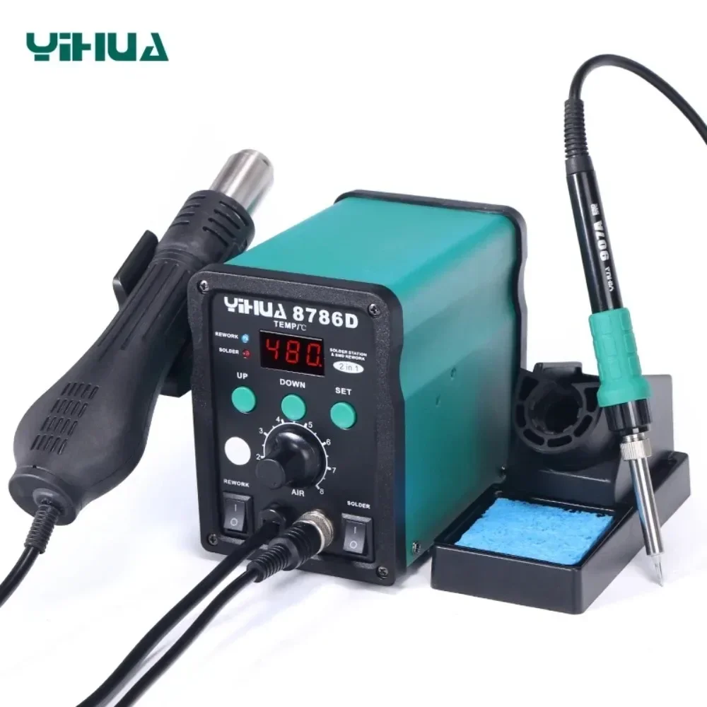 YIHUA 8786D 110V 220V Soldering Iron Hot Air Soldering Station DIY Digital Rework Station Phone Repair BGA SMD Solder Tool Wel