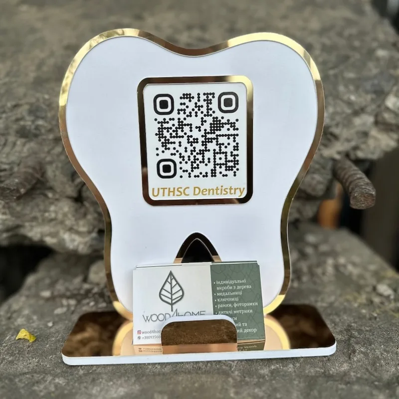 

Personalized Tooth QR Code Sign: Dental Office Decor & Business Card Holder