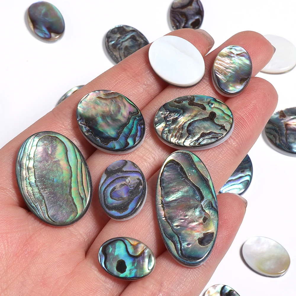 2pcs/lot Vintage Abalone Shell Oval Cabochons Charms Natural Seashell Cabochons For Jewelry Making DIY Necklace Bracelet