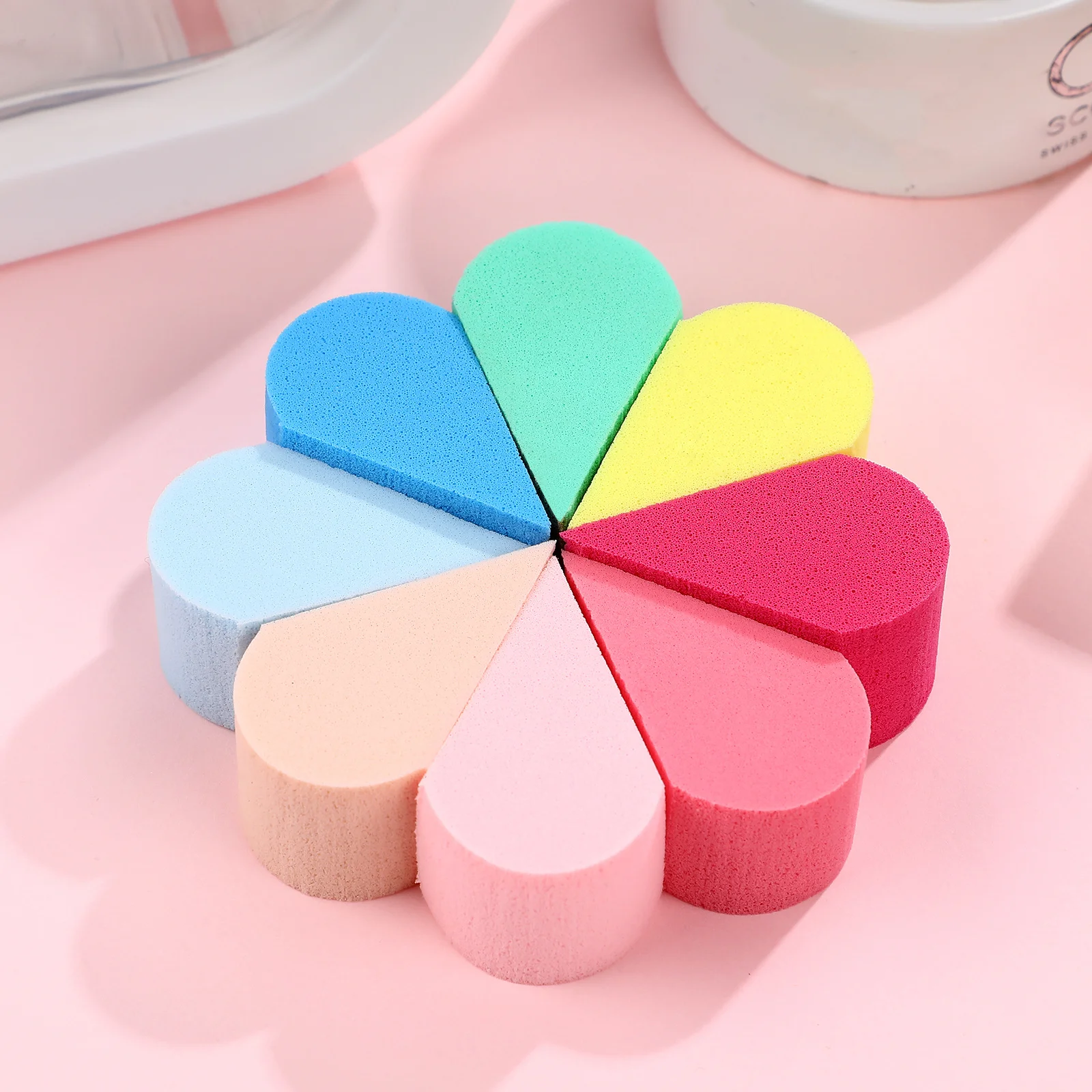 8 spugne per trucco a forma di fiore, soffio professionale per fondotinta, crema, correttore, finitura liscia, strumento di bellezza