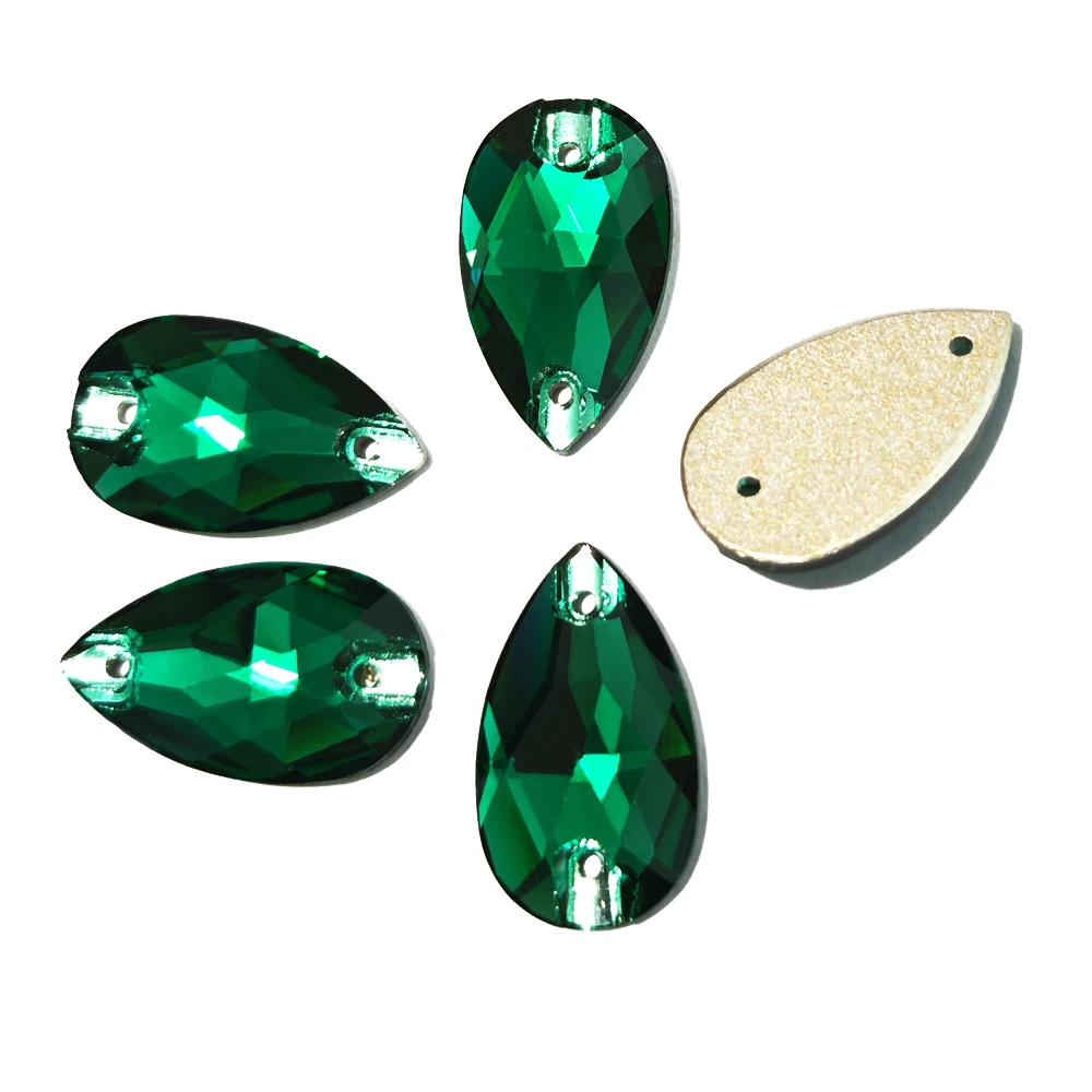 Pubrilex Smaragdgrüne Strasssteine, Flache Glas-Kristalle zum Aufnähen, Glitzersteine für Kleidungsdekorationen – Detail 6
