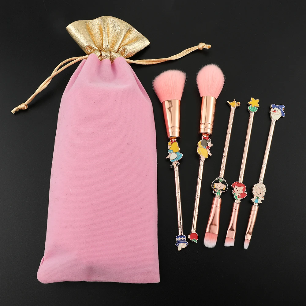 애니메이션 백설공주 인어 엘사 신데렐라 재스민 메이크업 브러쉬, 코스프레 액세서리, 여성 메이크업 도구, 세트당 5 개