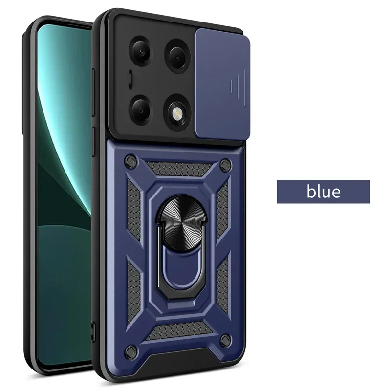 

For Poco F7 Ultra F3 F4 X3 X4 GT X5 X6 X7 F5 F6 Pro Phone Case Camera Slide Military Grade Armor Protection Silicone Cover Cases