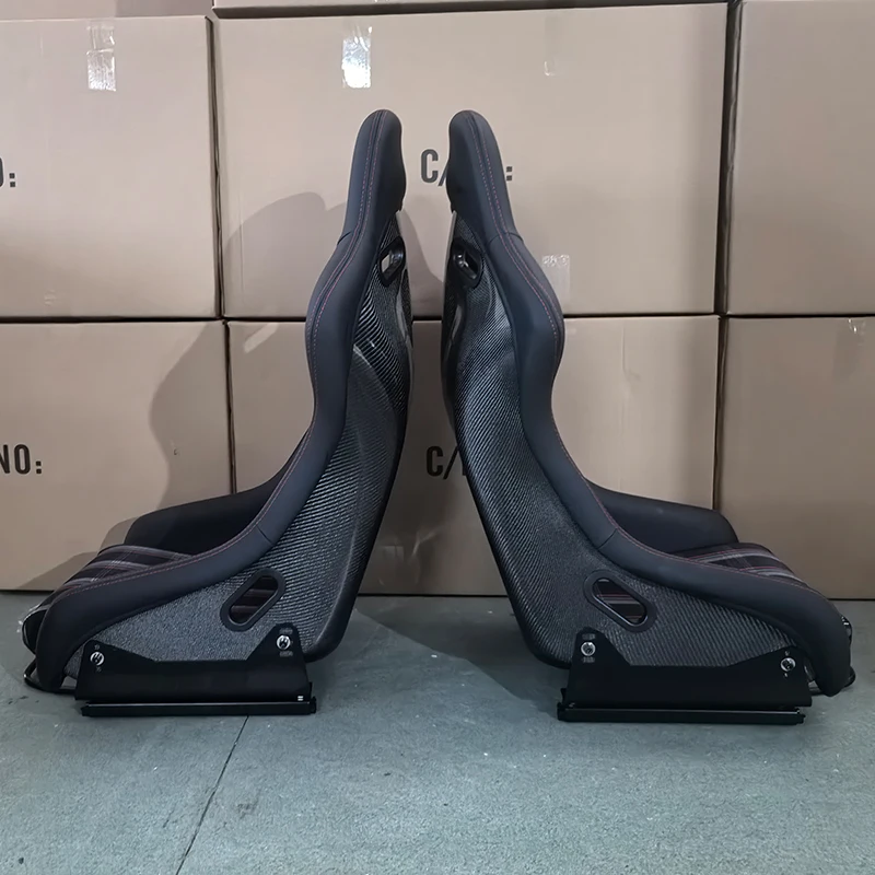 Carbon Fiber Racing Bucket Seats with Houndstooth Pattern for VW Golf R GTI MK3 MK4 MK5 MK6 MK7 MK8 Pepita Confetti