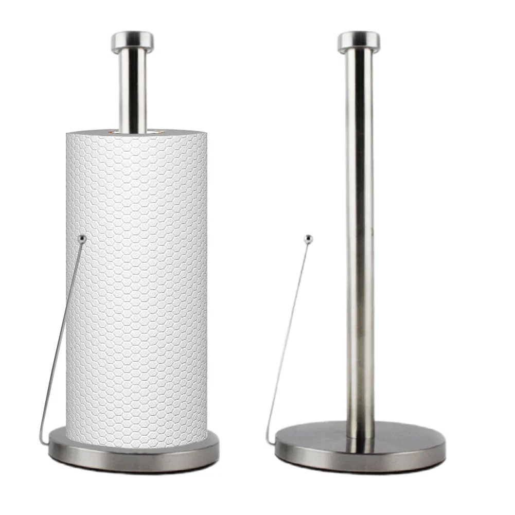 

Kitchen Roll Holder with Round Base Standing Toilet Paper Holder Stainless Steel Roll Paper Towel Rack for Home Kitchen Shelf