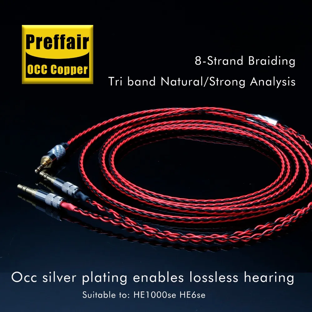 Preffair 8Core Earphone Cable 2.5mm Balanced to Dual 3.5mm OCC Silver Plated Earphone Cable With Microphone Stereo Earbud
