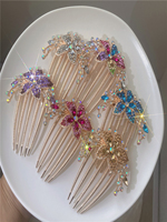 Multicolour Luxury Rhinestone Hair Combs Pan Hair Flower Leaf Hairpin Women Wedding Elegant Hair Accessories