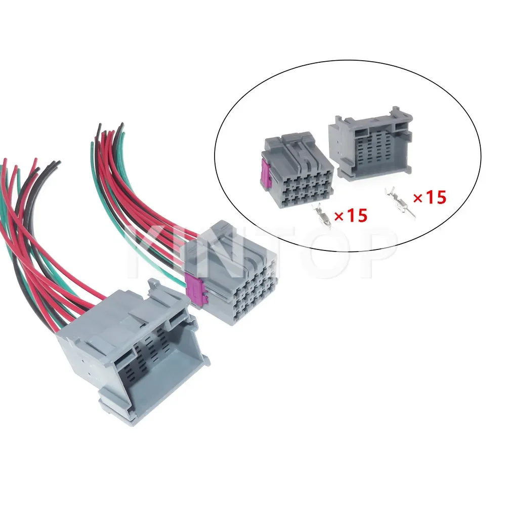 1 Set 15 Pins AC Assembly 1-967623-6 1-967628 Grey Auto Cable Socket Modification Plug Parts Car Unsealed Connector 1-967628-6