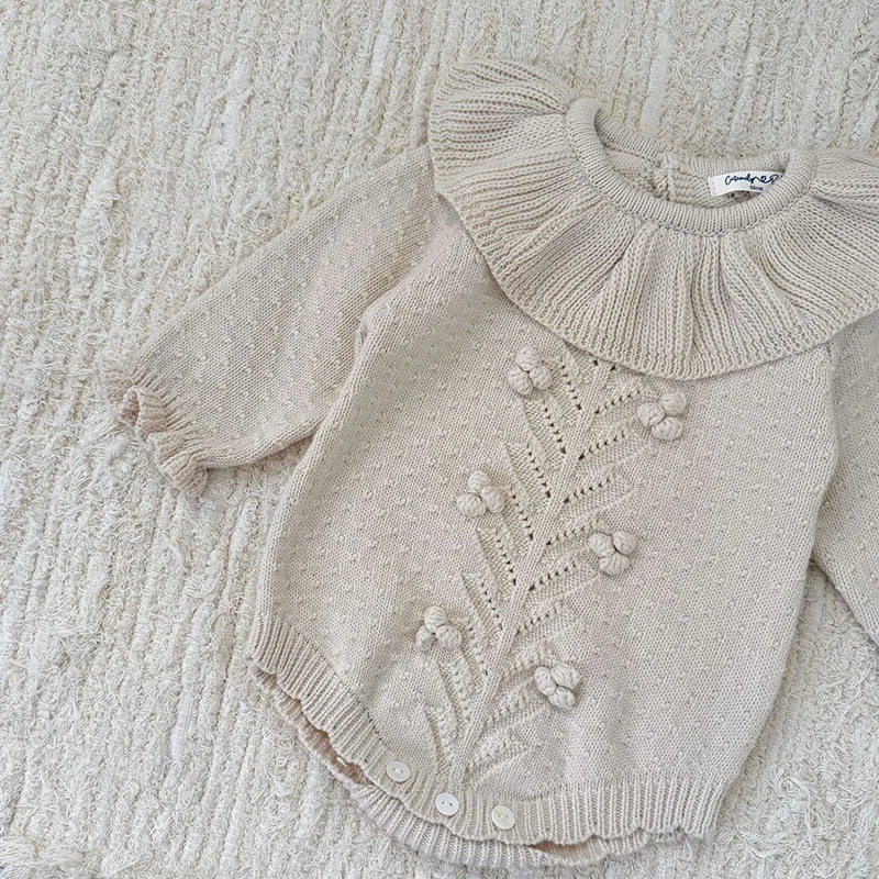 ربيع جديد 2026 0-24 متر ملابس الرضع طفل الفتيات محبوك بذلة بأكمام طويلة بلون الوليد الطفل الفتيات محبوك داخلية #5