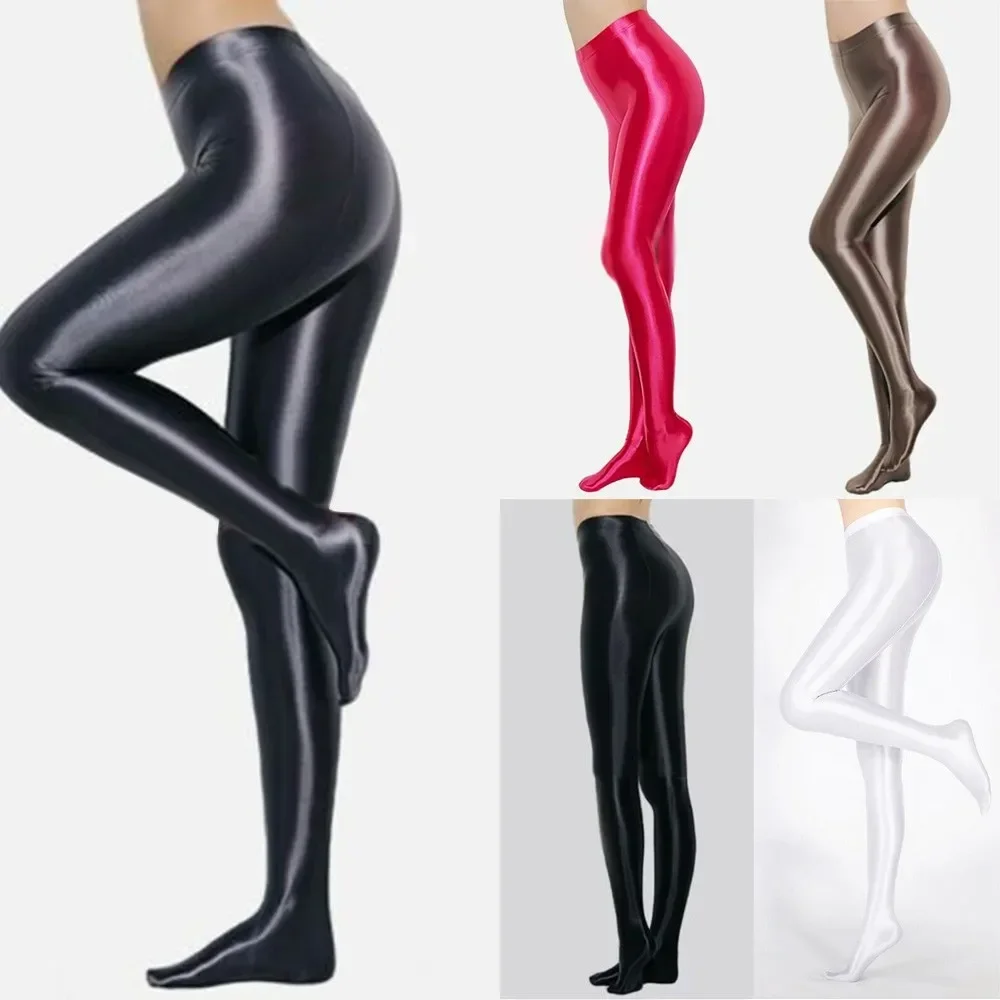 Sexy Stockings Men's Satin Glossy Tights Clothes Opaque Shiny Pantyhose Damen Nylon Glitter Mens Exotic Long Socks Strümpfe