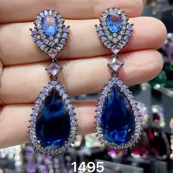 Water Drop Dangle Earrings for Women Elegant Luxury Jewelry for Wedding Evening Party Transparent Marine Jewelry Gift Female