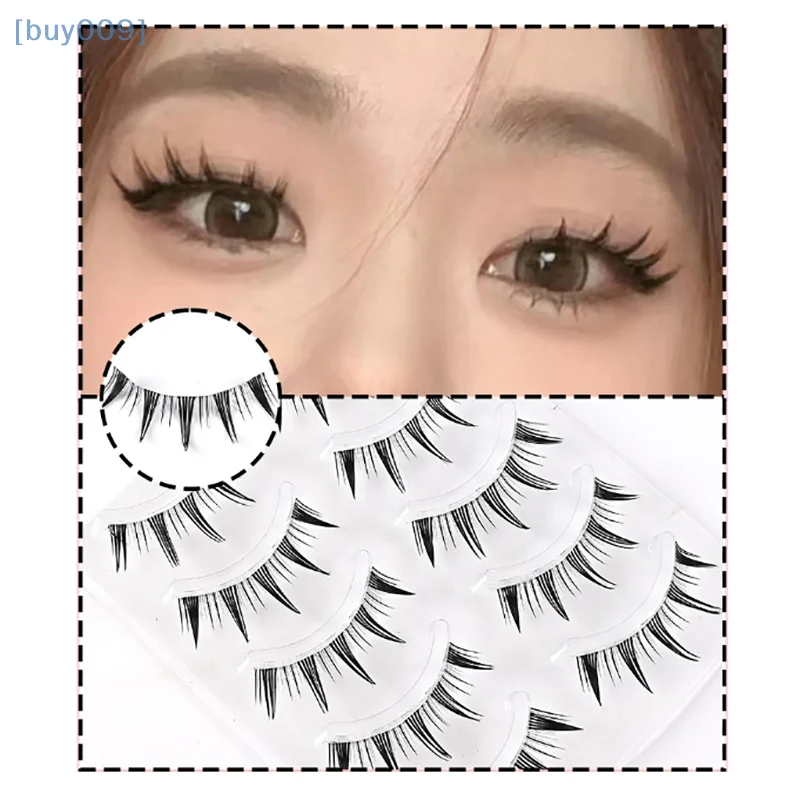 One Piece Clear Stem False Eyelashes Five Pairs Of Small Devil Fishtail Fox Tied Oblique Fly Lazy Girl Group False Eyelashes