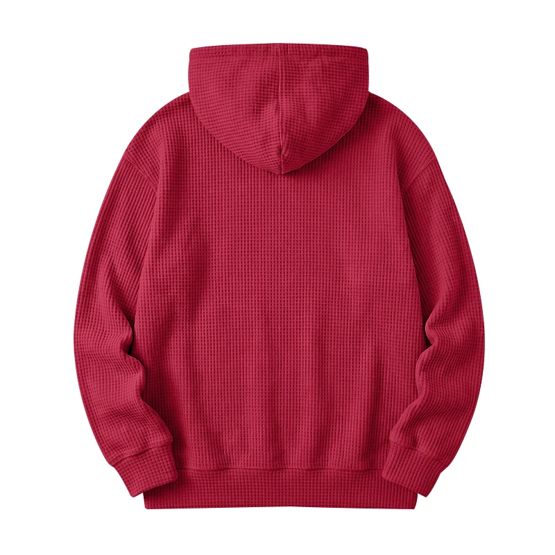 Herren Frühling und Herbst Einteiliger Waffel-Strick 1/4 Reißverschluss Lässiger Loser Kapuzenpullover, Geeignet für den Täglichen Gebrauch – Detail 26