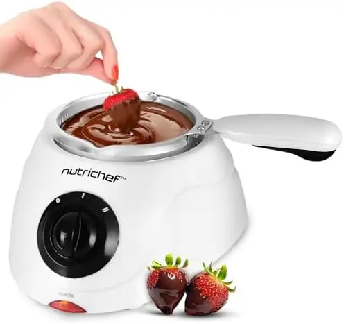 

Электрическая кастрюля для фондю NutriChef 25 Вт – 8,8 унций, для плавления шоколада, с функцией подогрева и съемной чашей – белая