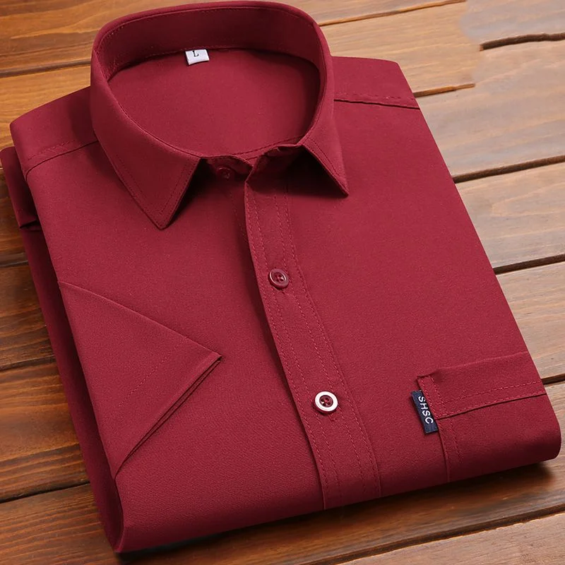 2024 New Summer Casual Business Fashion Trend Versatile Loose Collar Single Breasted Solid Color Short Sleeved Shirt for Men